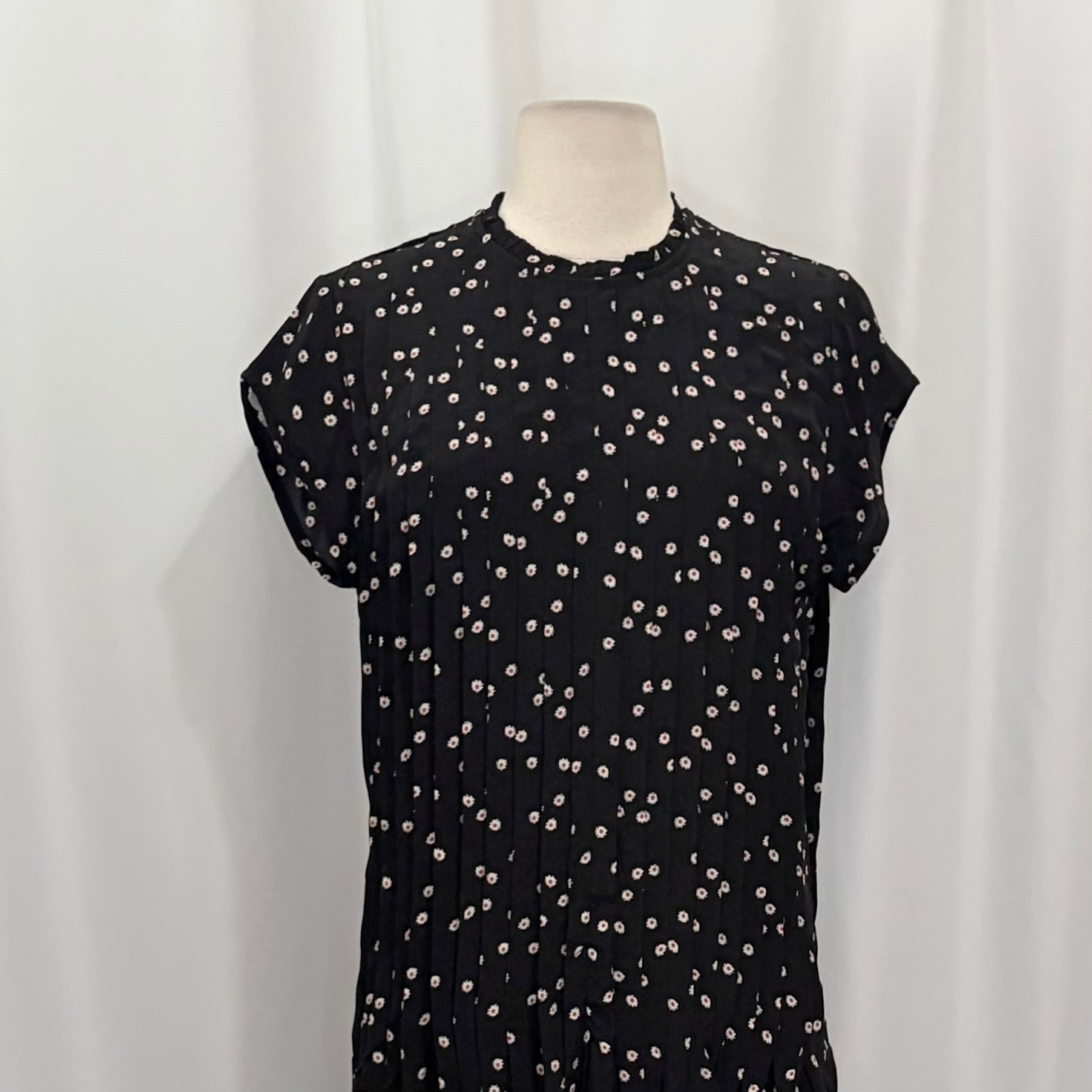 NWT J. CREW Pintuck Shift Dress Midnight Floral Print Pleated Crepe Small