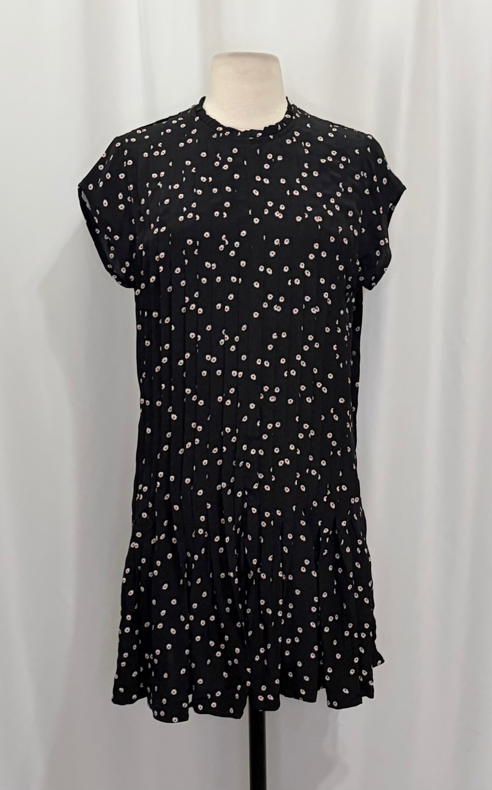 NWT J. CREW Pintuck Shift Dress Midnight Floral Print Pleated Crepe Small