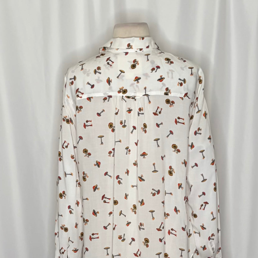 Anthropologie MAEVE Matilda Mushroom Print Button Down Tunic Shirt Top Large