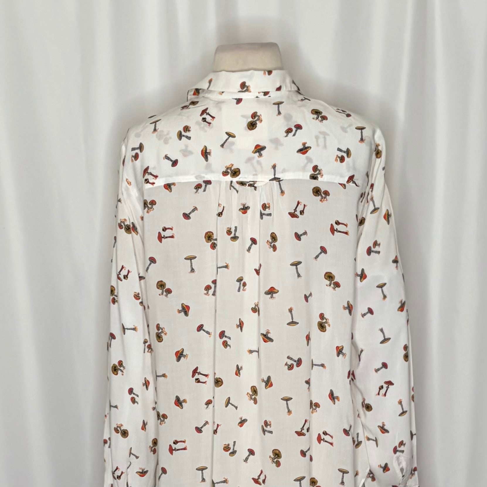 Anthropologie MAEVE Matilda Mushroom Print Button Down Tunic Shirt Top Large