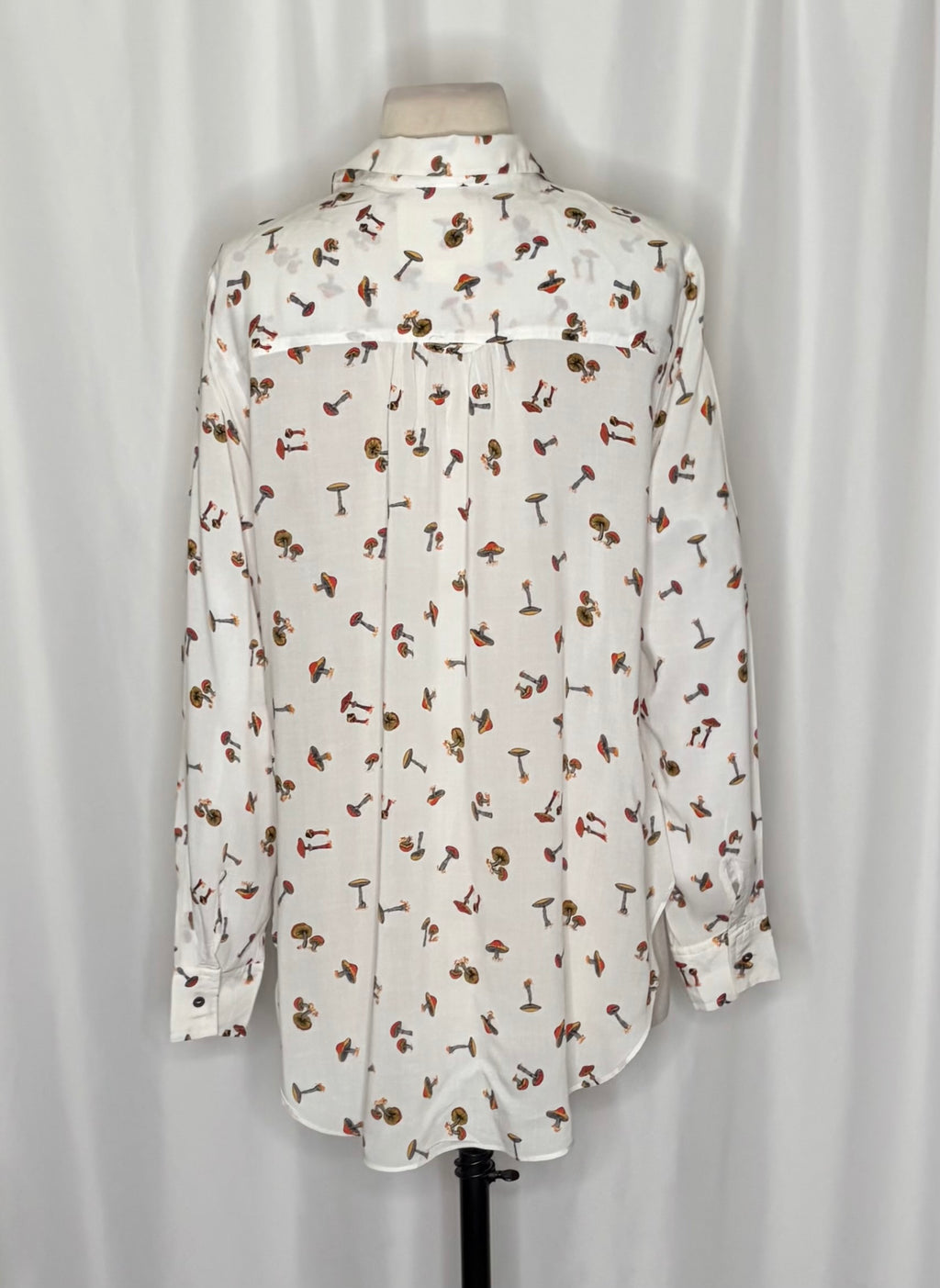 Anthropologie MAEVE Matilda Mushroom Print Button Down Tunic Shirt Top Large