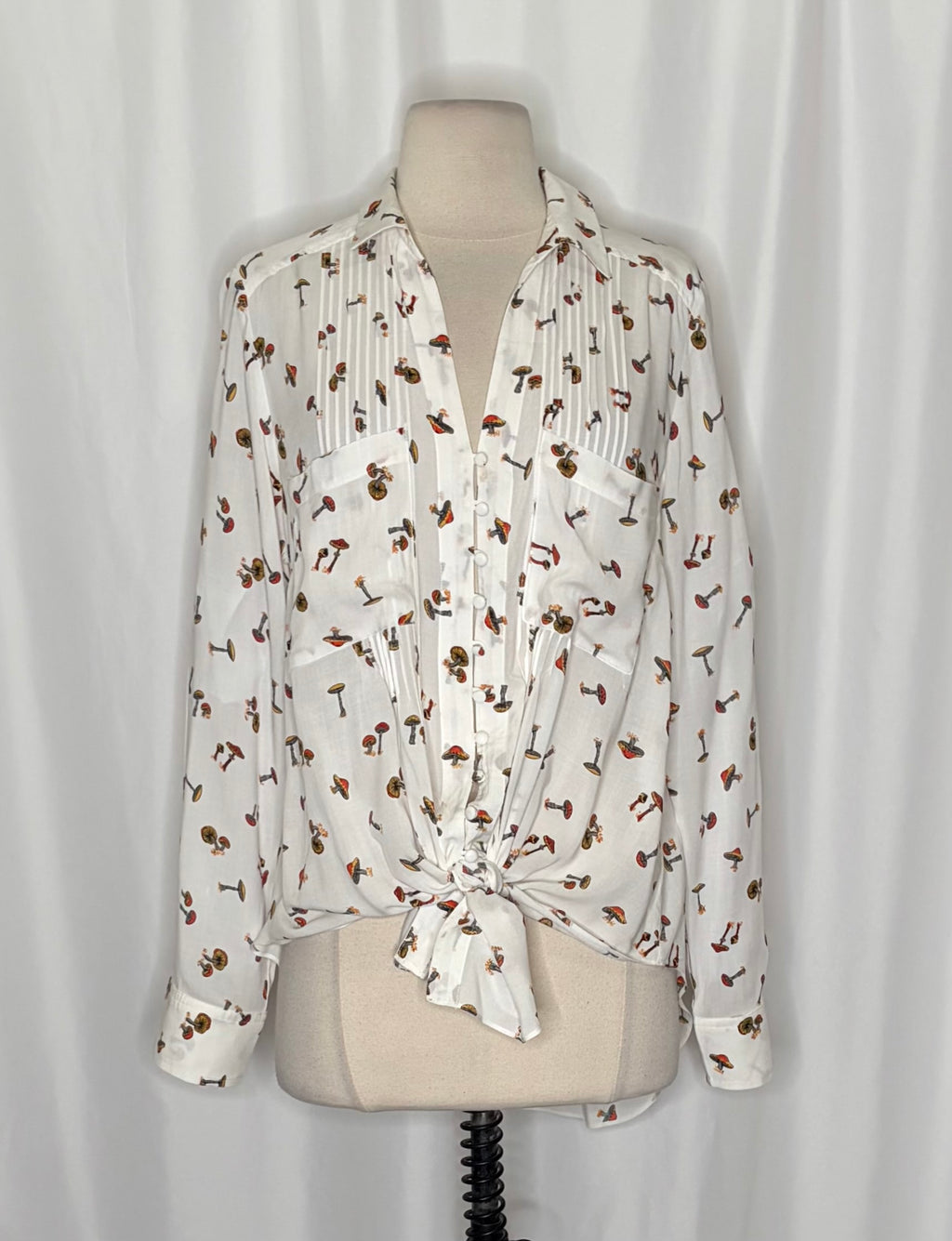 Anthropologie MAEVE Matilda Mushroom Print Button Down Tunic Shirt Top Large