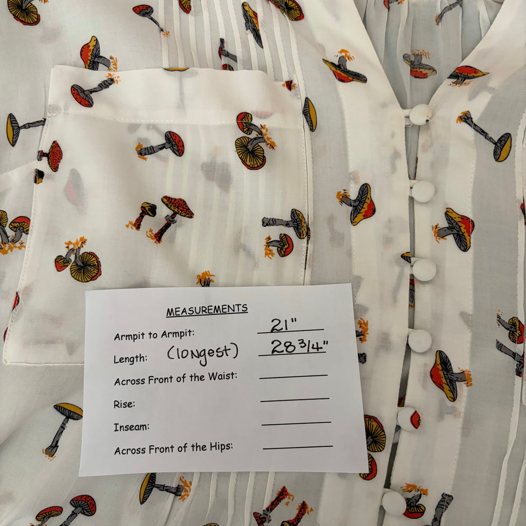 Anthropologie MAEVE Matilda Mushroom Print Button Down Tunic Shirt Top Large