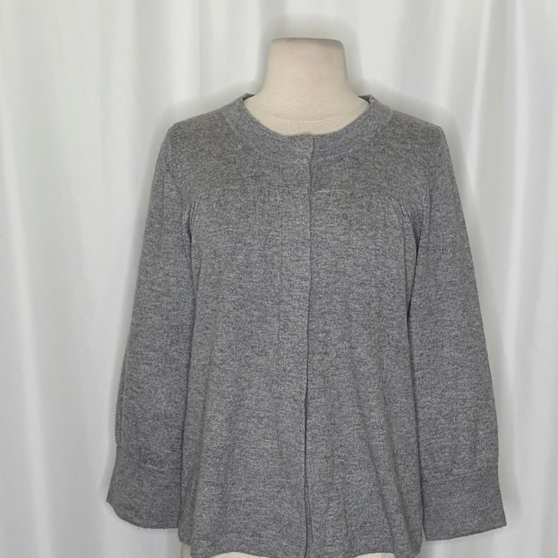 AQUA Silk Cashmere Cardigan Sweater Snap Front 3/4 Sleeve Large