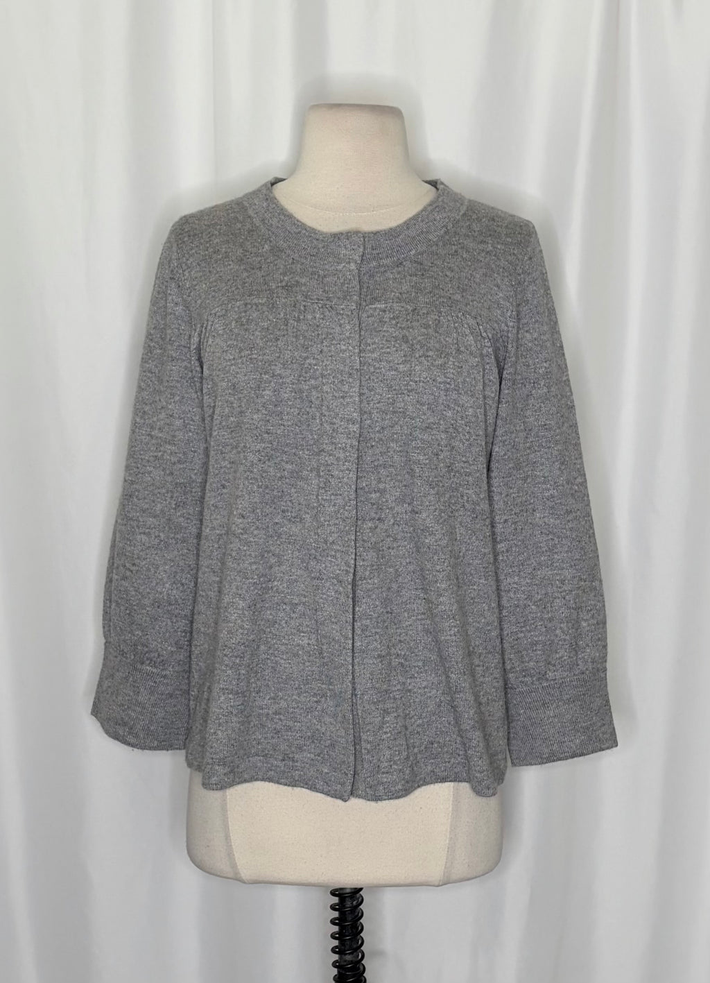 AQUA Silk Cashmere Cardigan Sweater Snap Front 3/4 Sleeve Large