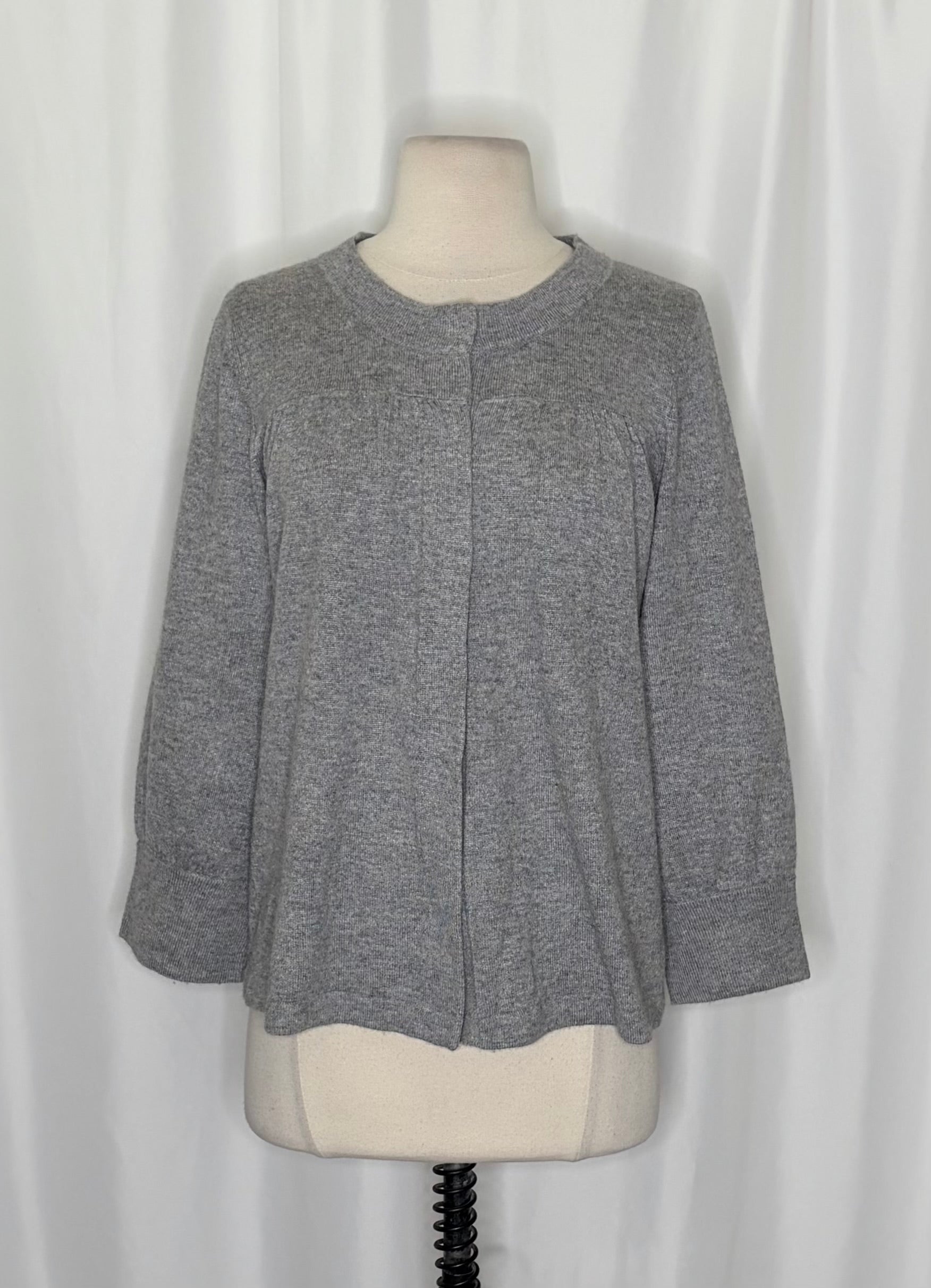 AQUA Silk Cashmere Cardigan Sweater Snap Front 3/4 Sleeve Large