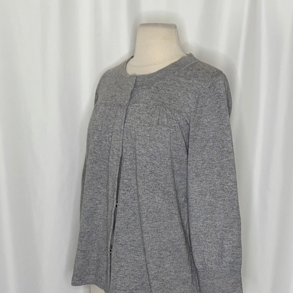 AQUA Silk Cashmere Cardigan Sweater Snap Front 3/4 Sleeve Large