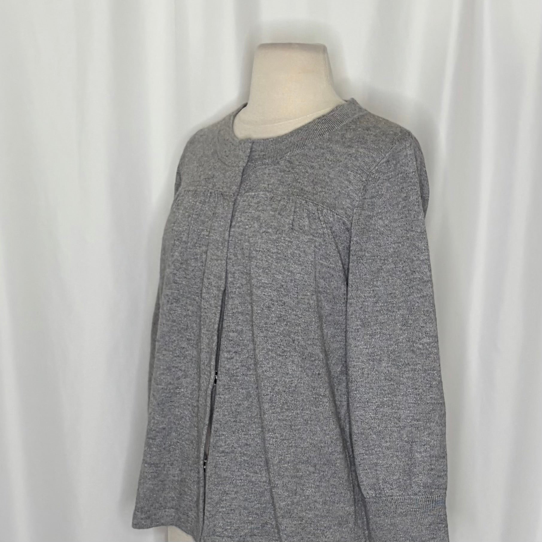 AQUA Silk Cashmere Cardigan Sweater Snap Front 3/4 Sleeve Large