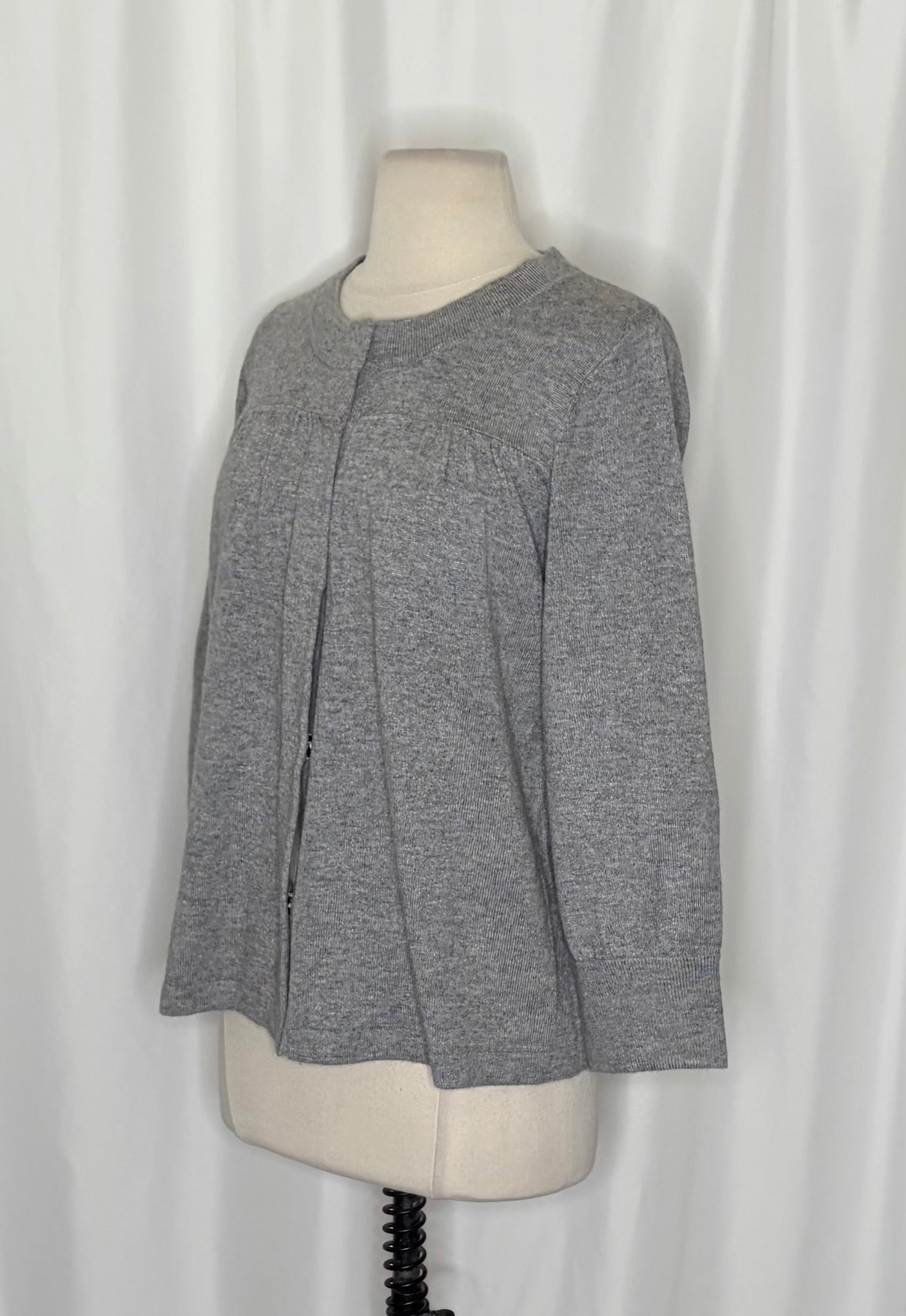 AQUA Silk Cashmere Cardigan Sweater Snap Front 3/4 Sleeve Large