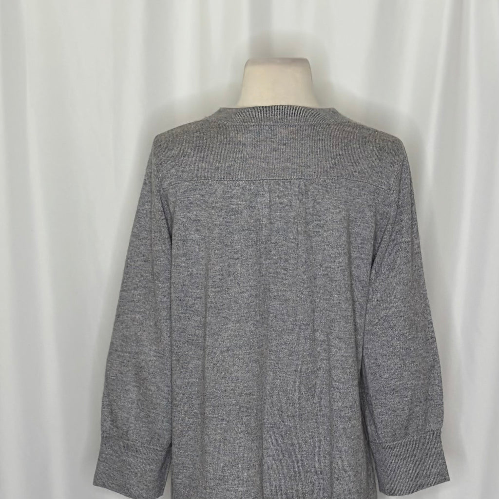 AQUA Silk Cashmere Cardigan Sweater Snap Front 3/4 Sleeve Large