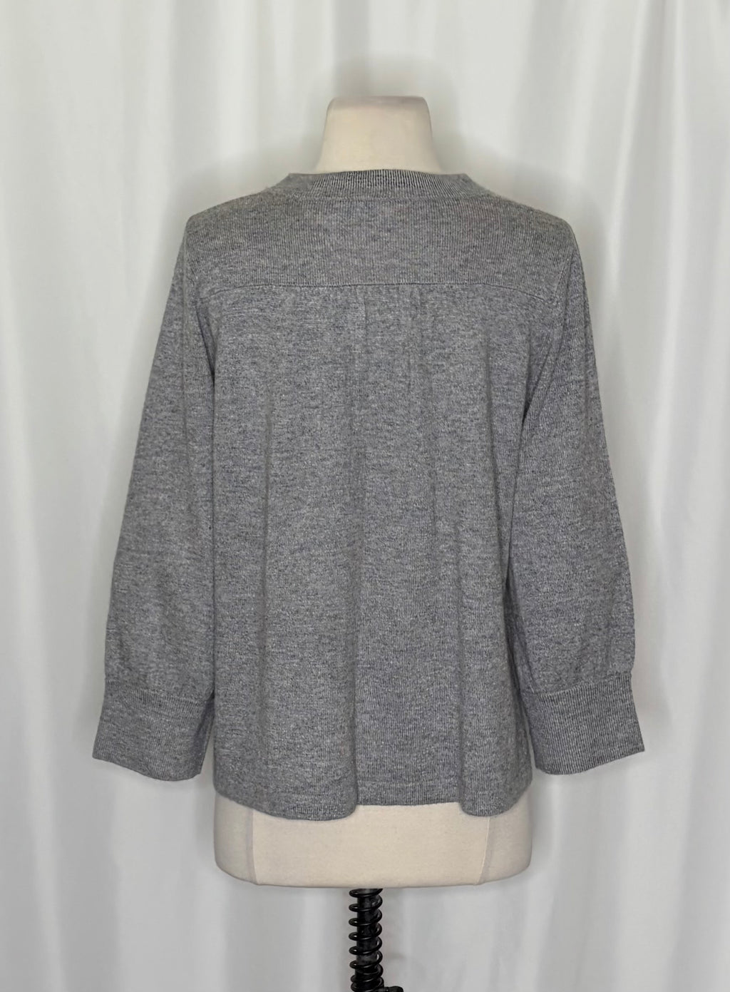 AQUA Silk Cashmere Cardigan Sweater Snap Front 3/4 Sleeve Large