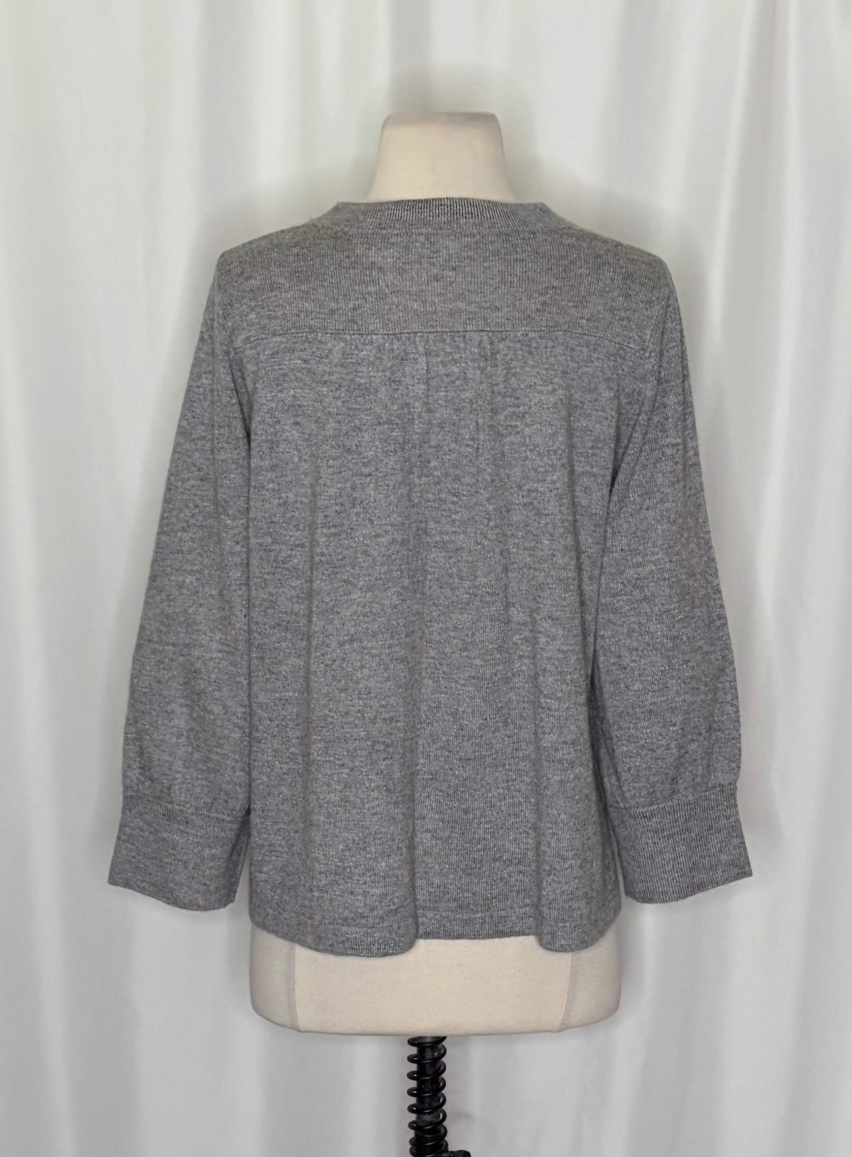 AQUA Silk Cashmere Cardigan Sweater Snap Front 3/4 Sleeve Large