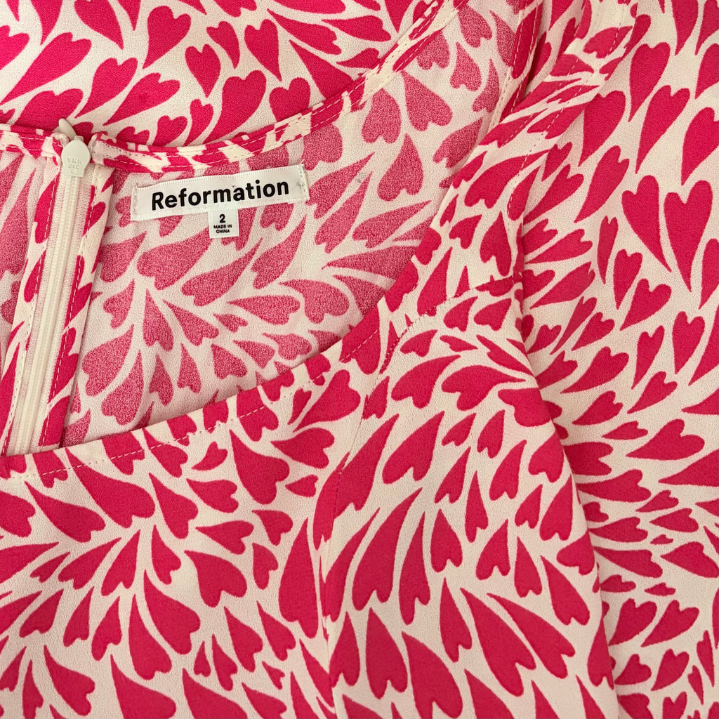 Reformation Noha Amore Heart Print Mini Dress Size 2