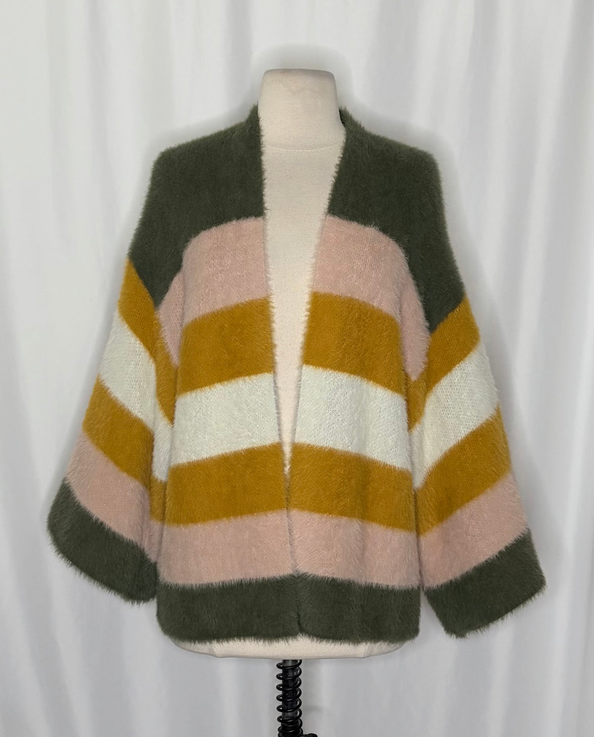 Do Everything In Love Fuzzy Color Block Cardigan One Size