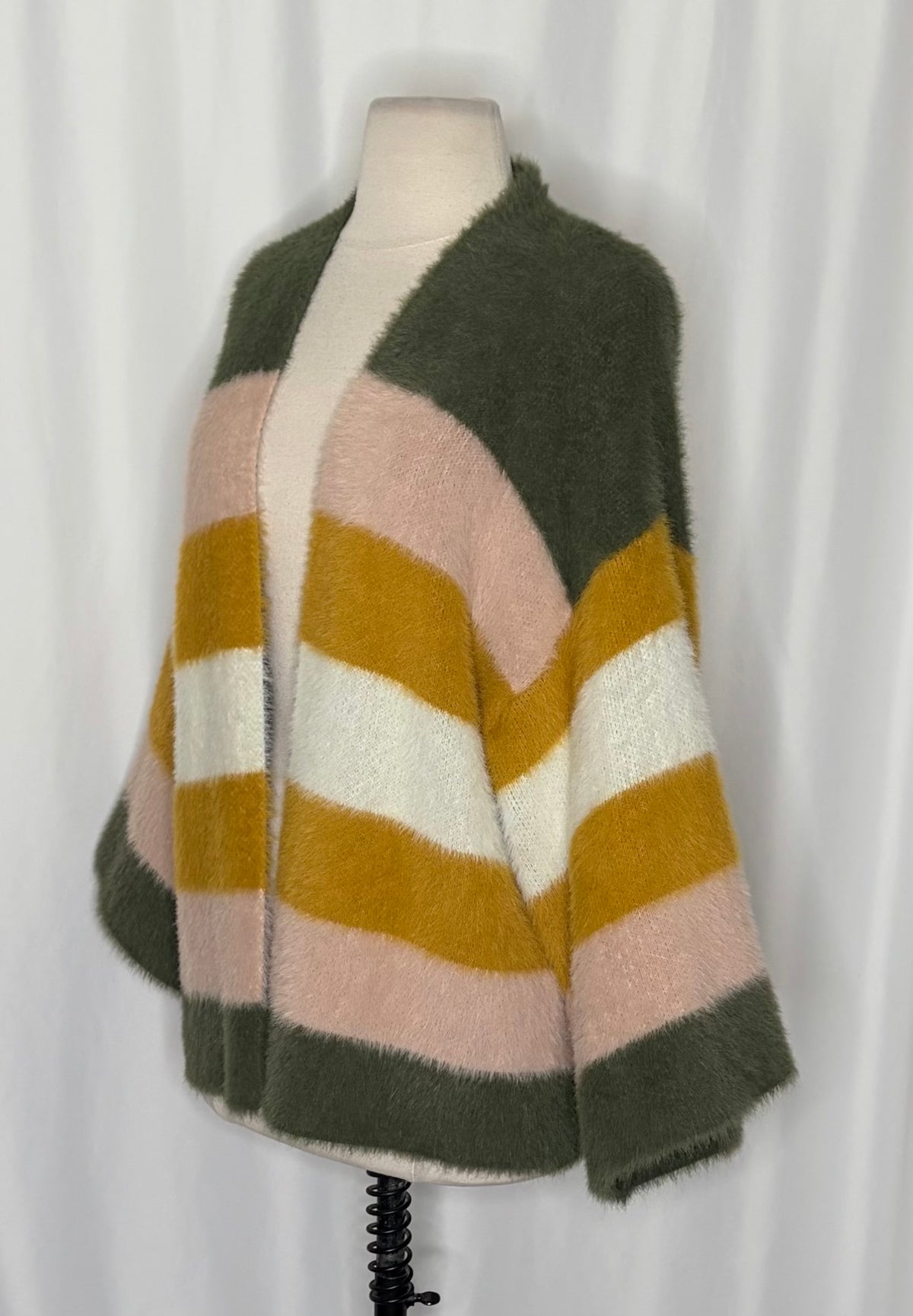 Do Everything In Love Fuzzy Color Block Cardigan One Size