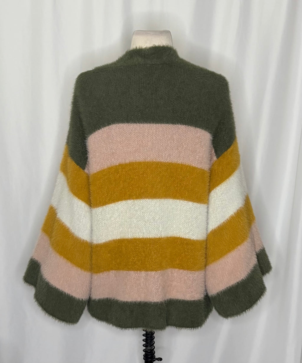 Do Everything In Love Fuzzy Color Block Cardigan One Size