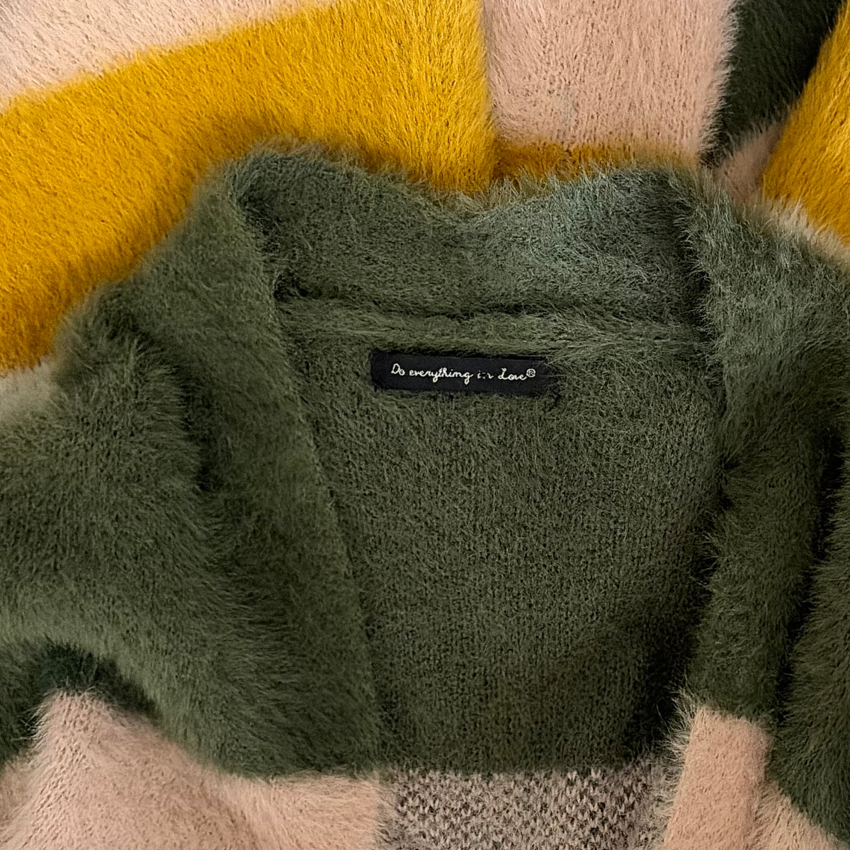Do Everything In Love Fuzzy Color Block Cardigan One Size