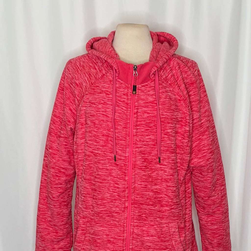 GreenTea Heathered Pink Fleece Zip Hoodie XL