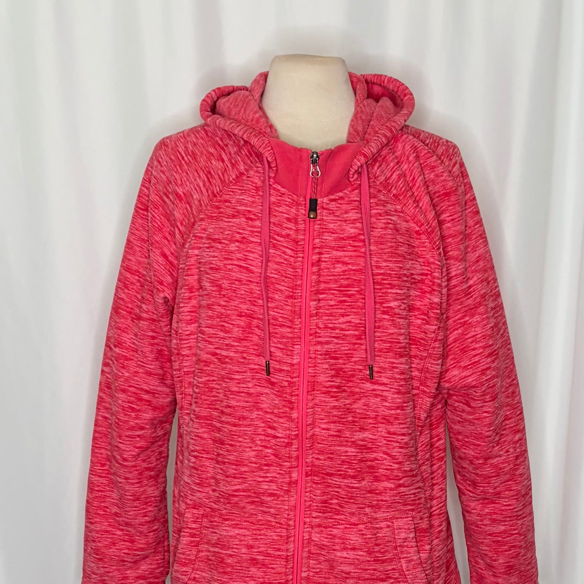 GreenTea Heathered Pink Fleece Zip Hoodie XL