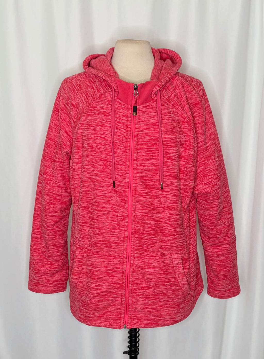GreenTea Heathered Pink Fleece Zip Hoodie XL