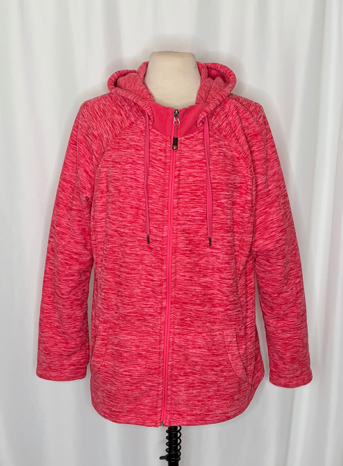 GreenTea Heathered Pink Fleece Zip Hoodie XL