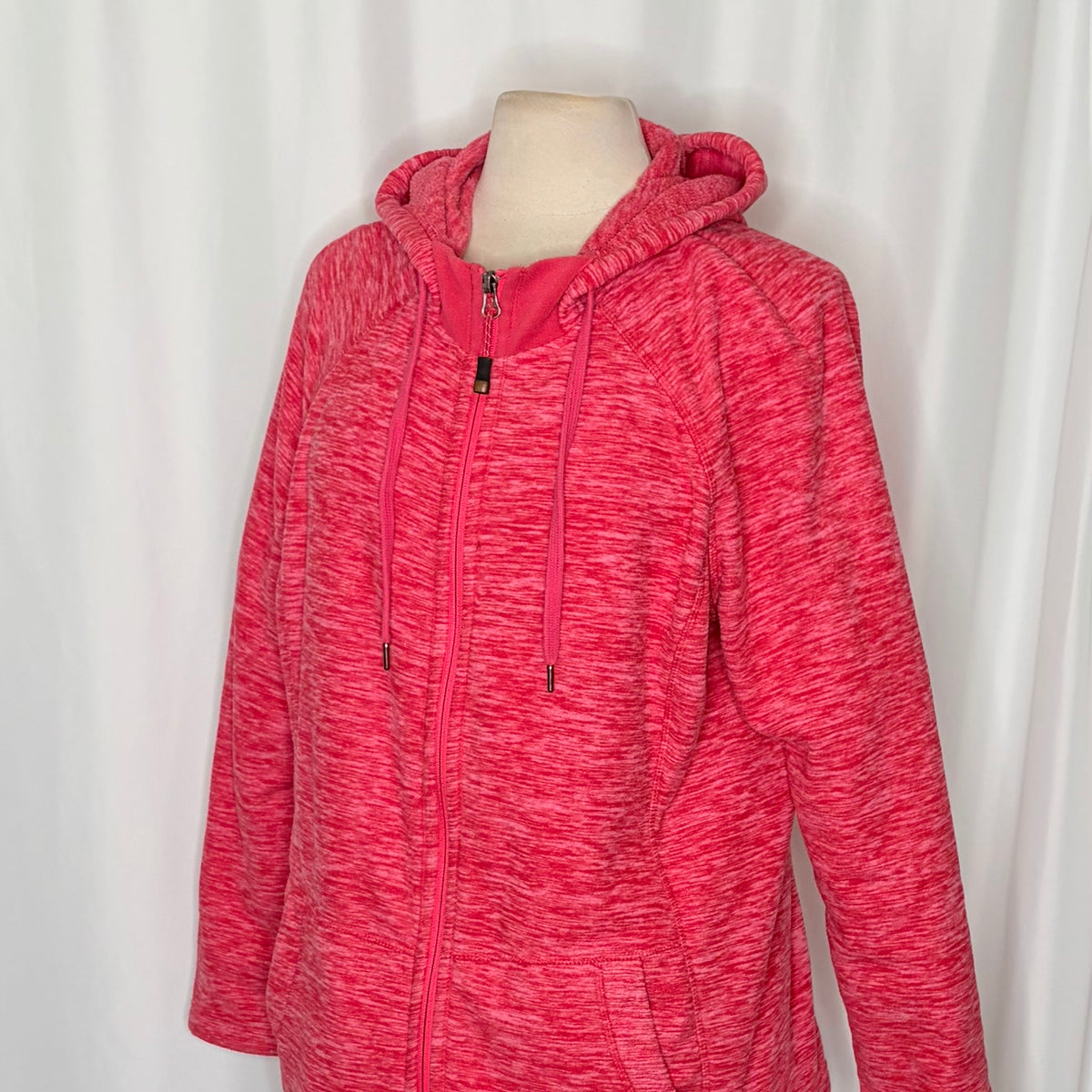 GreenTea Heathered Pink Fleece Zip Hoodie XL