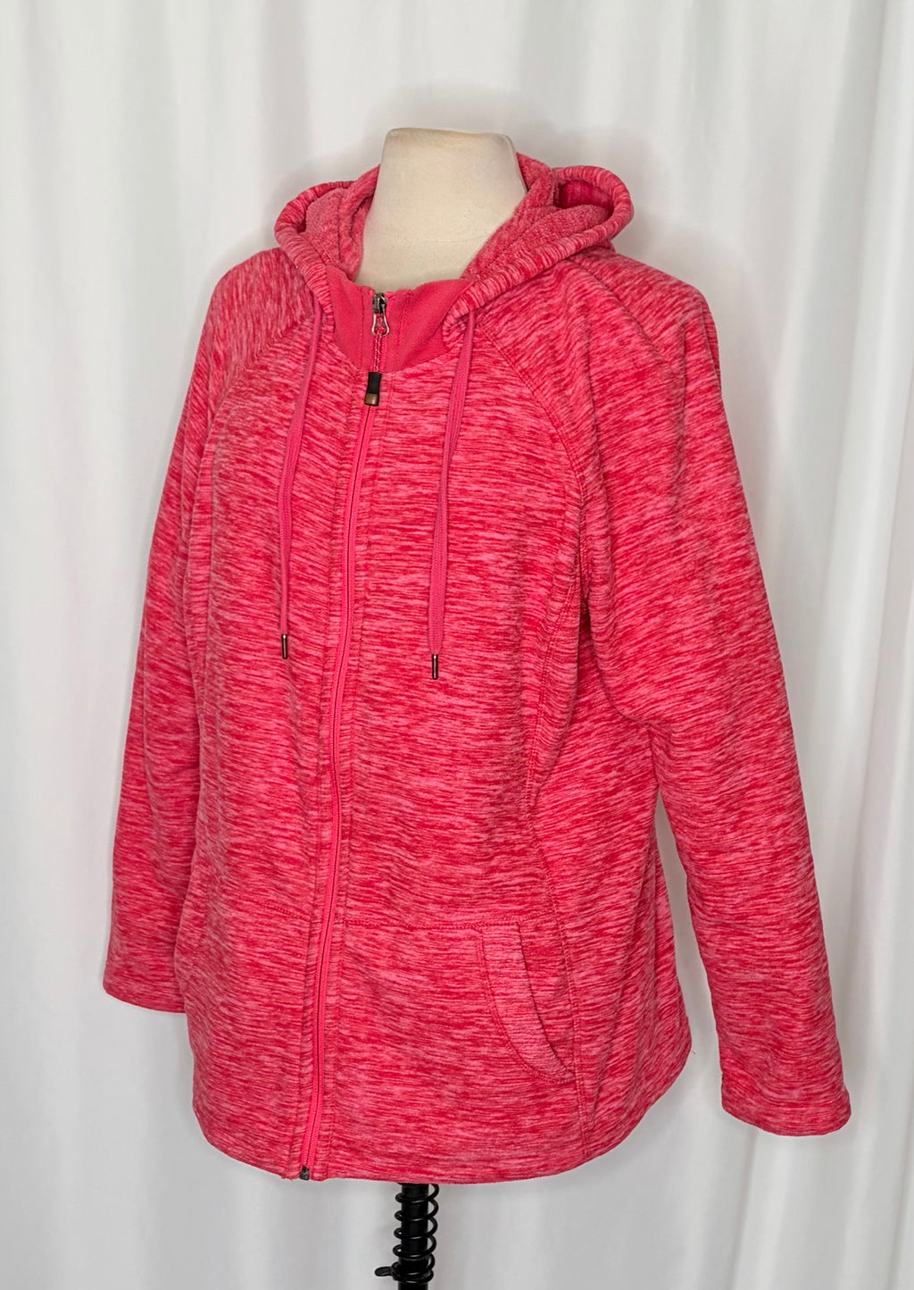 GreenTea Heathered Pink Fleece Zip Hoodie XL