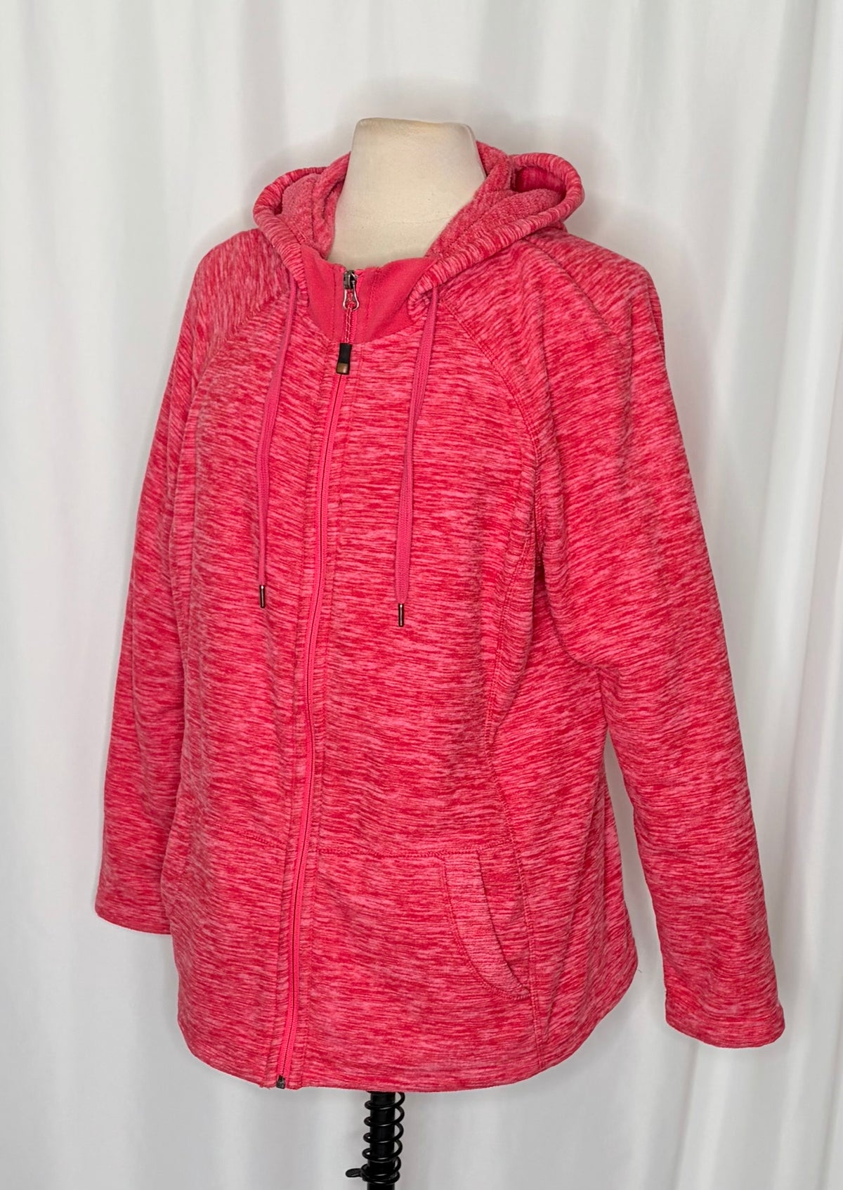 GreenTea Heathered Pink Fleece Zip Hoodie XL