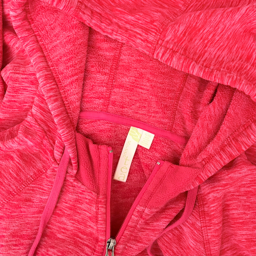 GreenTea Heathered Pink Fleece Zip Hoodie XL