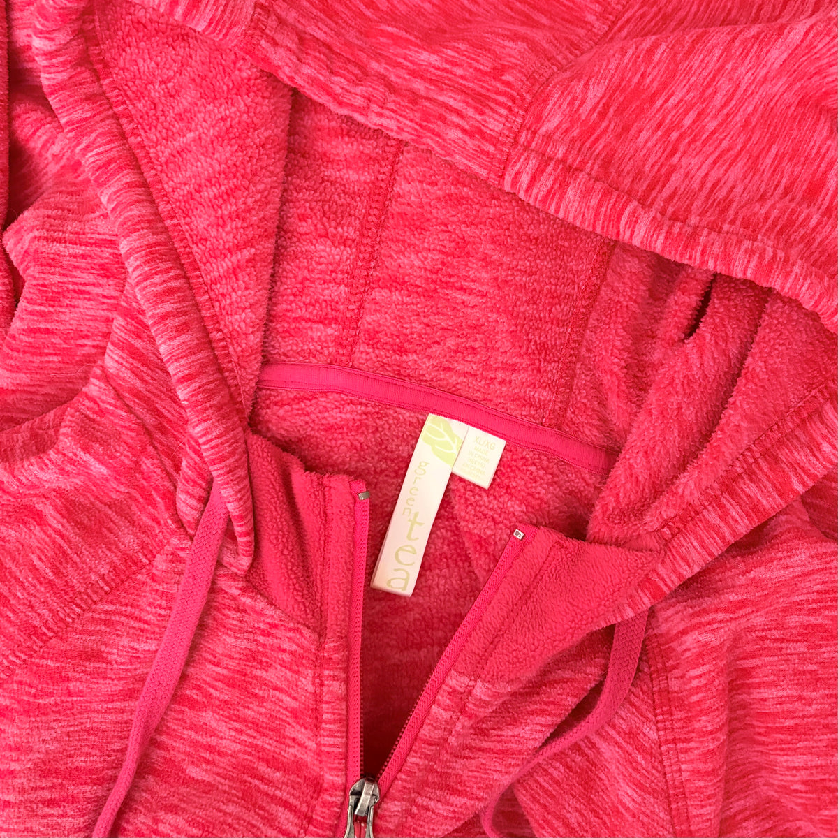 GreenTea Heathered Pink Fleece Zip Hoodie XL