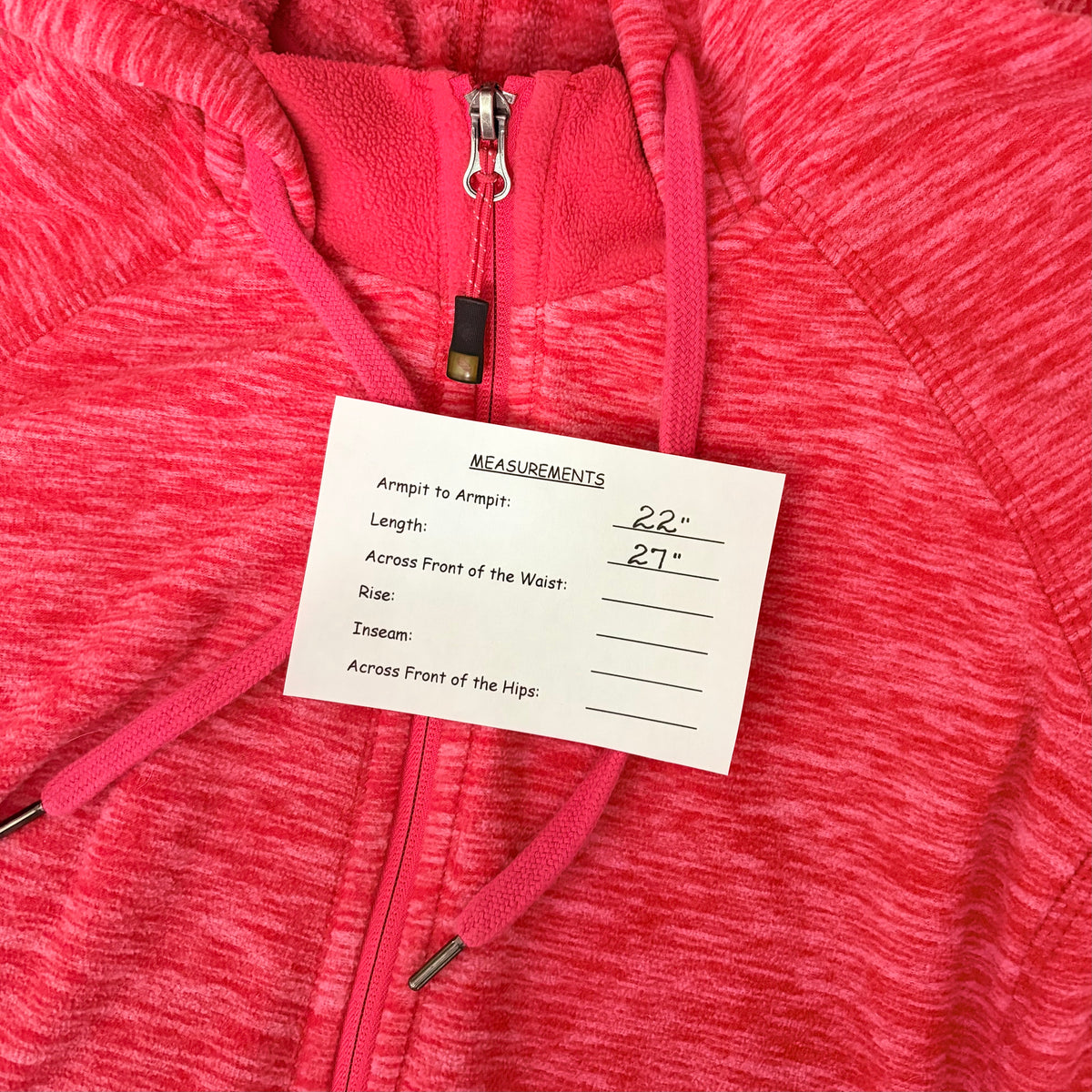 GreenTea Heathered Pink Fleece Zip Hoodie XL