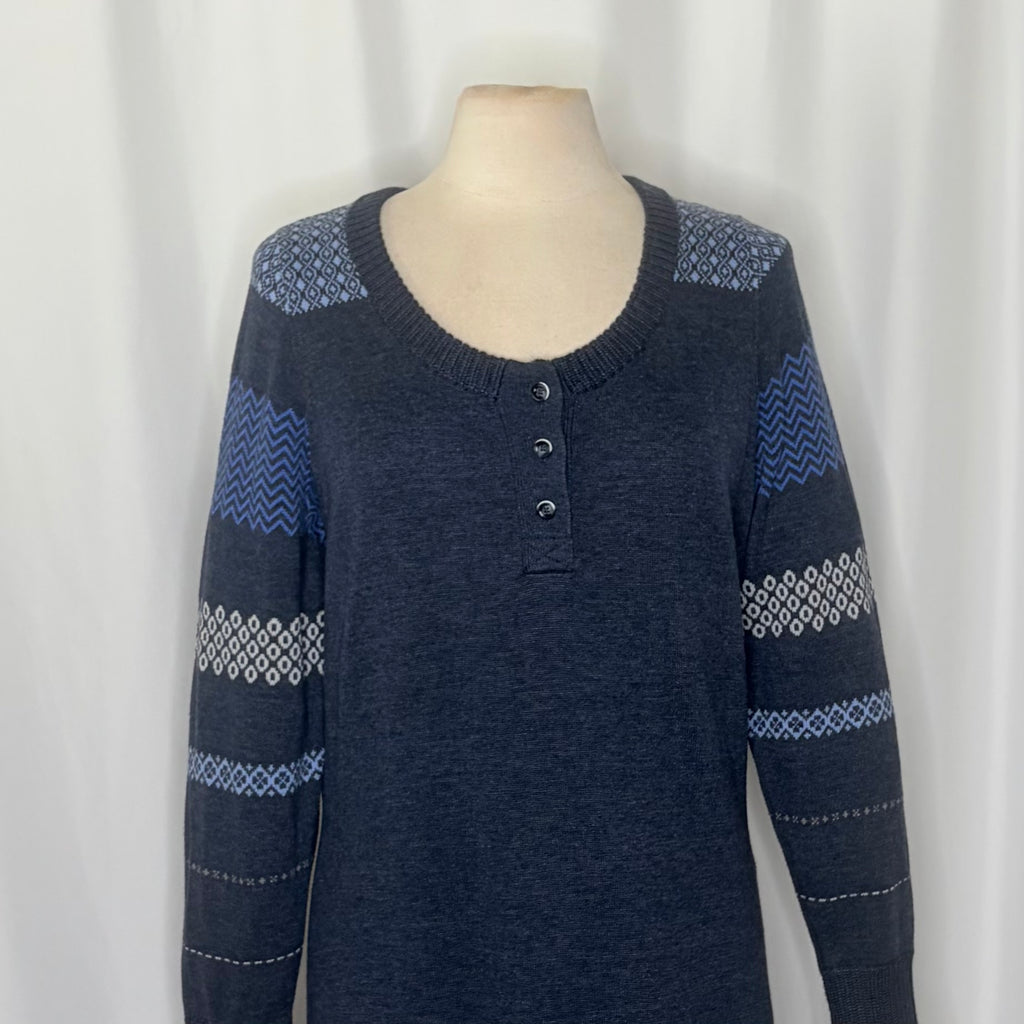 Woolrich Fair Isle Cotton Blend Henley Sweater Medium