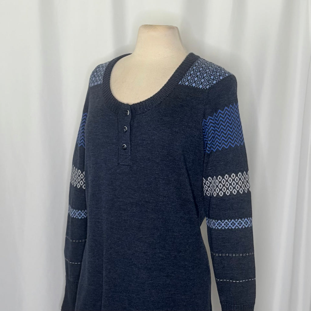 Woolrich Fair Isle Cotton Blend Henley Sweater Medium