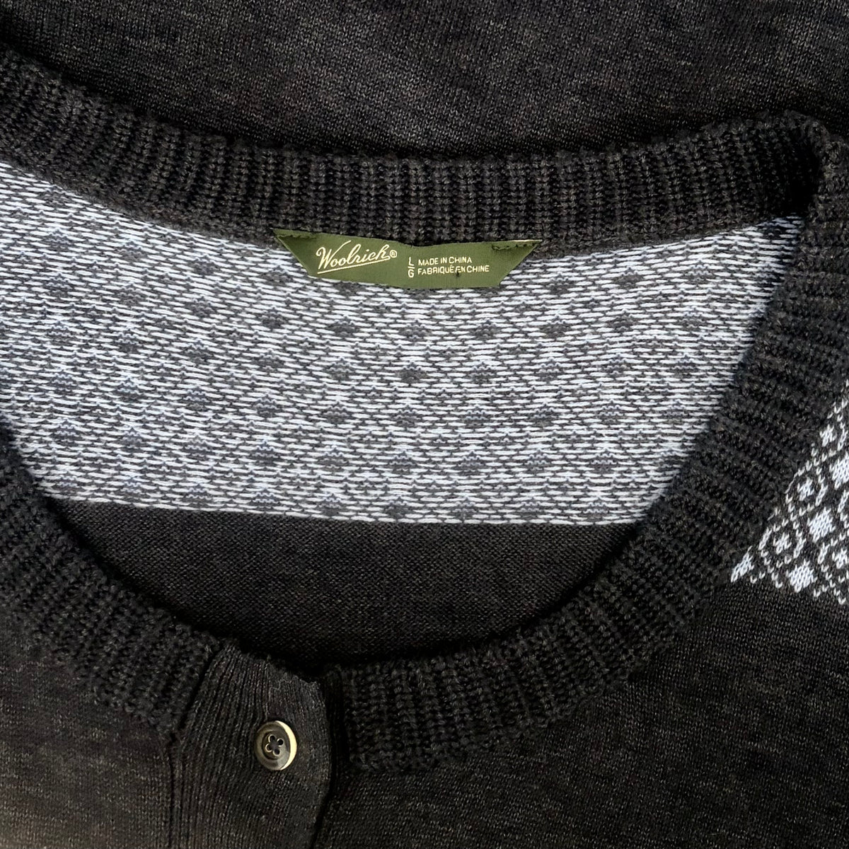 Woolrich Fair Isle Cotton Blend Henley Sweater Medium