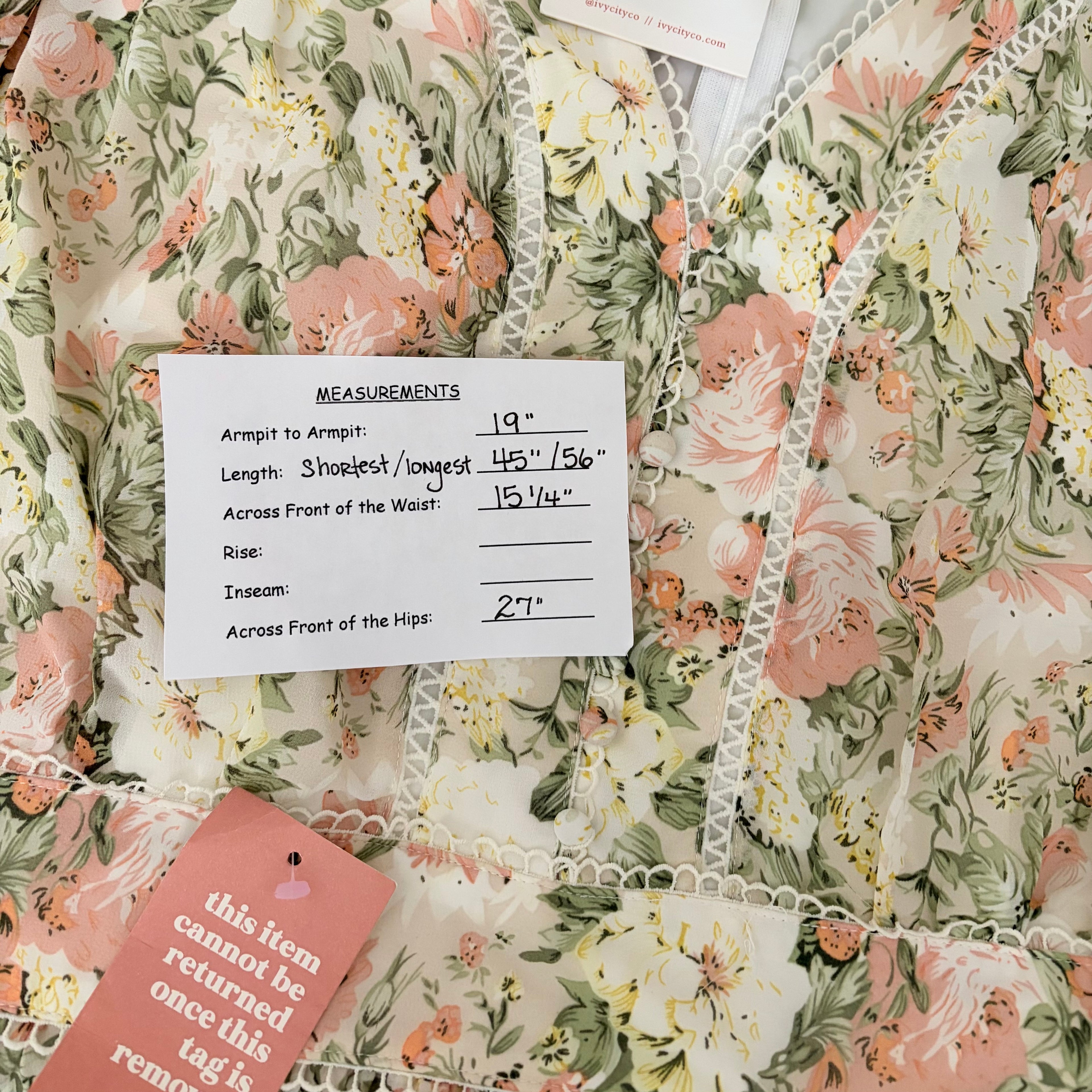 NWT IVY CITY CO Bree Floral Dress Midi Maxi Lace Trims Feminine Romantic Large