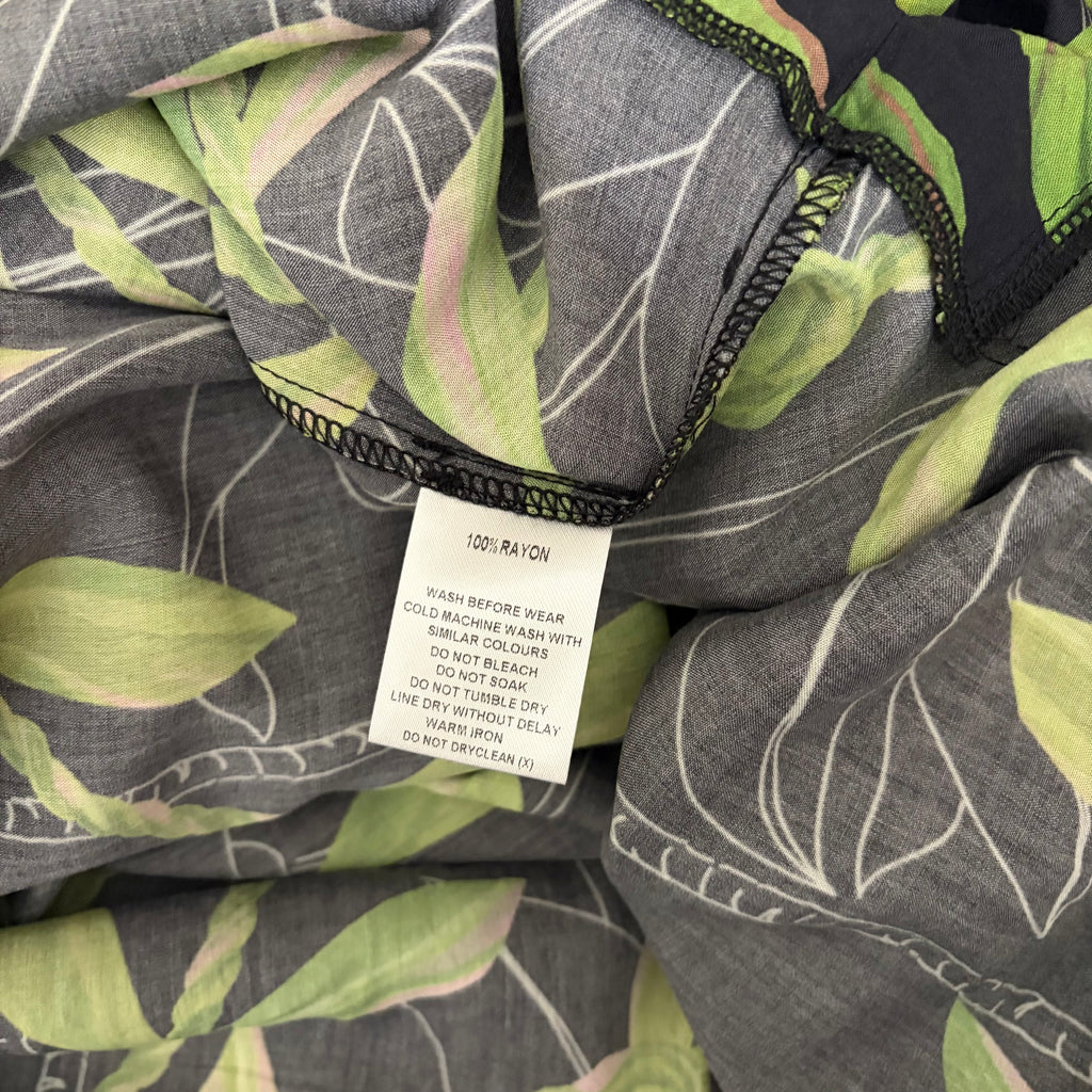 NWT LEXBREEZY HAWAII Ti Leaf Off Shoulder Maxi Dress lack Botanical Bamboo Large