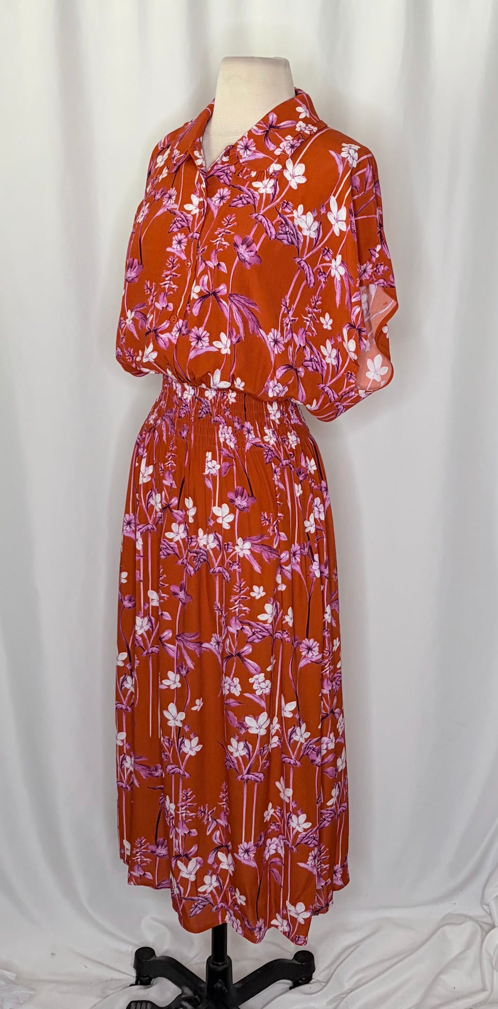 Anthropologie COREY LYNN CALTER Clementine Floral Midi Dress Smocked X-Small