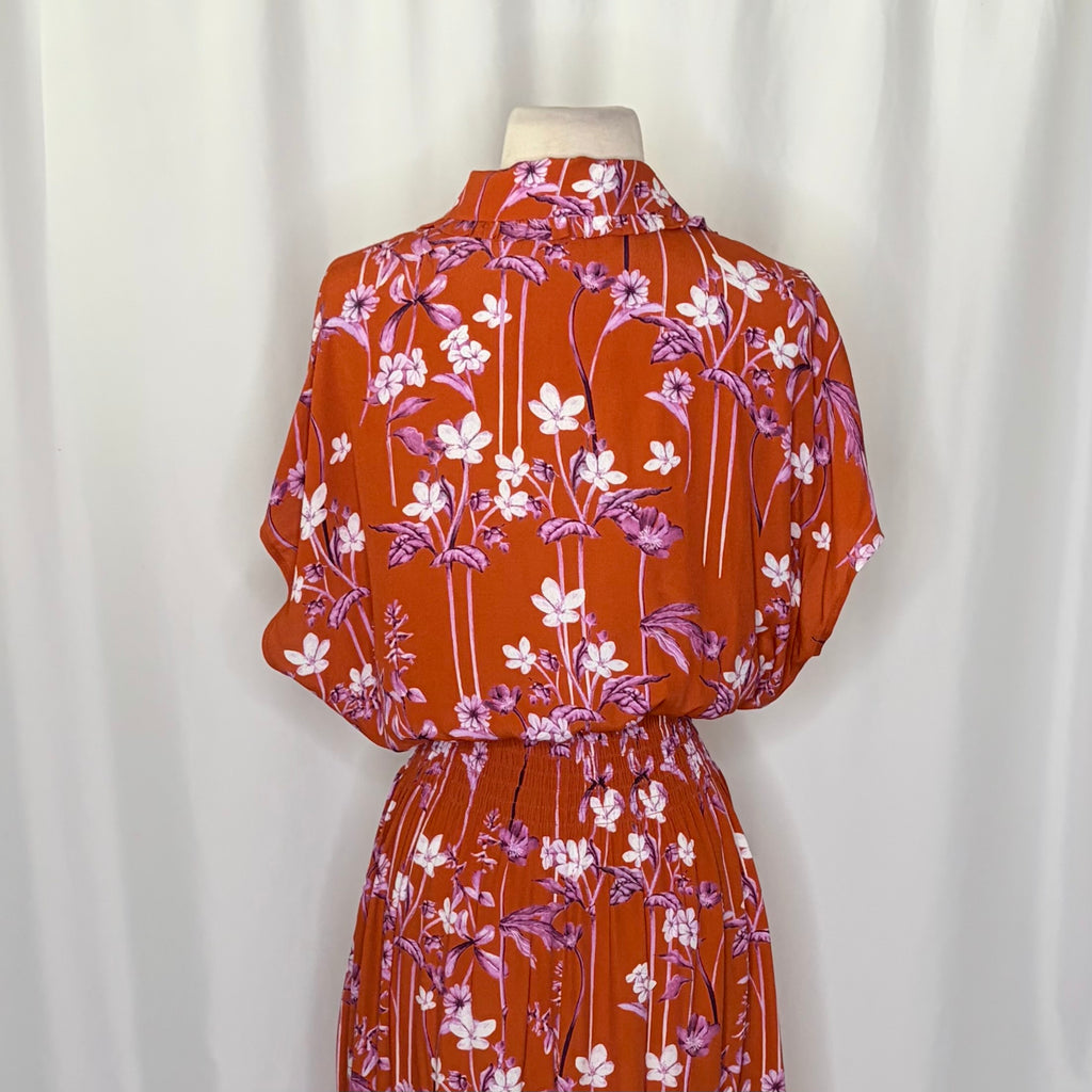 Anthropologie COREY LYNN CALTER Clementine Floral Midi Dress Smocked X-Small