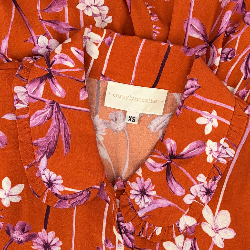 Anthropologie COREY LYNN CALTER Clementine Floral Midi Dress Smocked X-Small