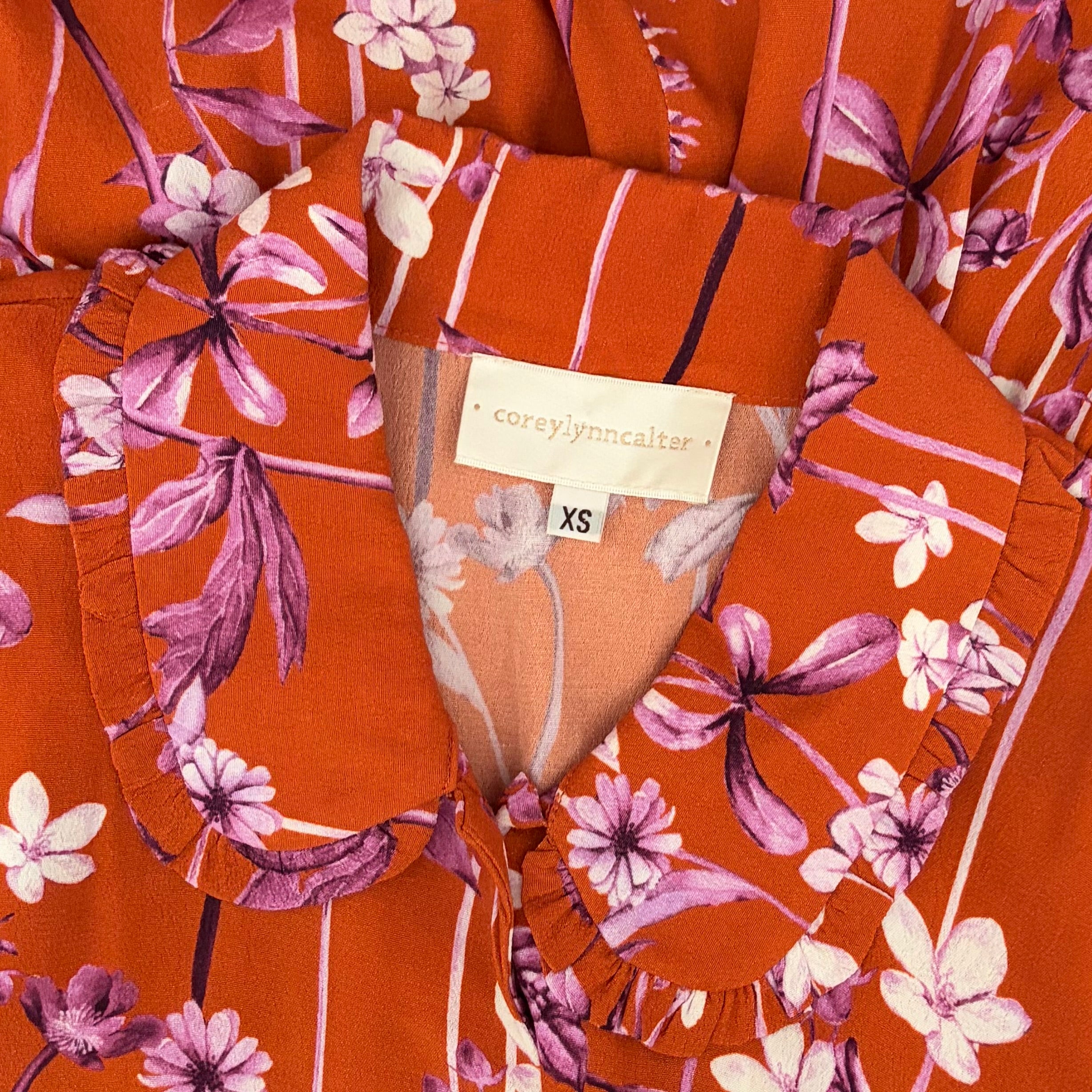 Anthropologie COREY LYNN CALTER Clementine Floral Midi Dress Smocked X-Small