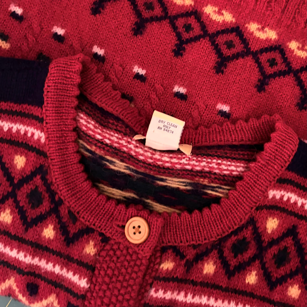 Vintage THE LIMITED America Fair Isle Wool Cardigan Cropped Sweater Knit Large