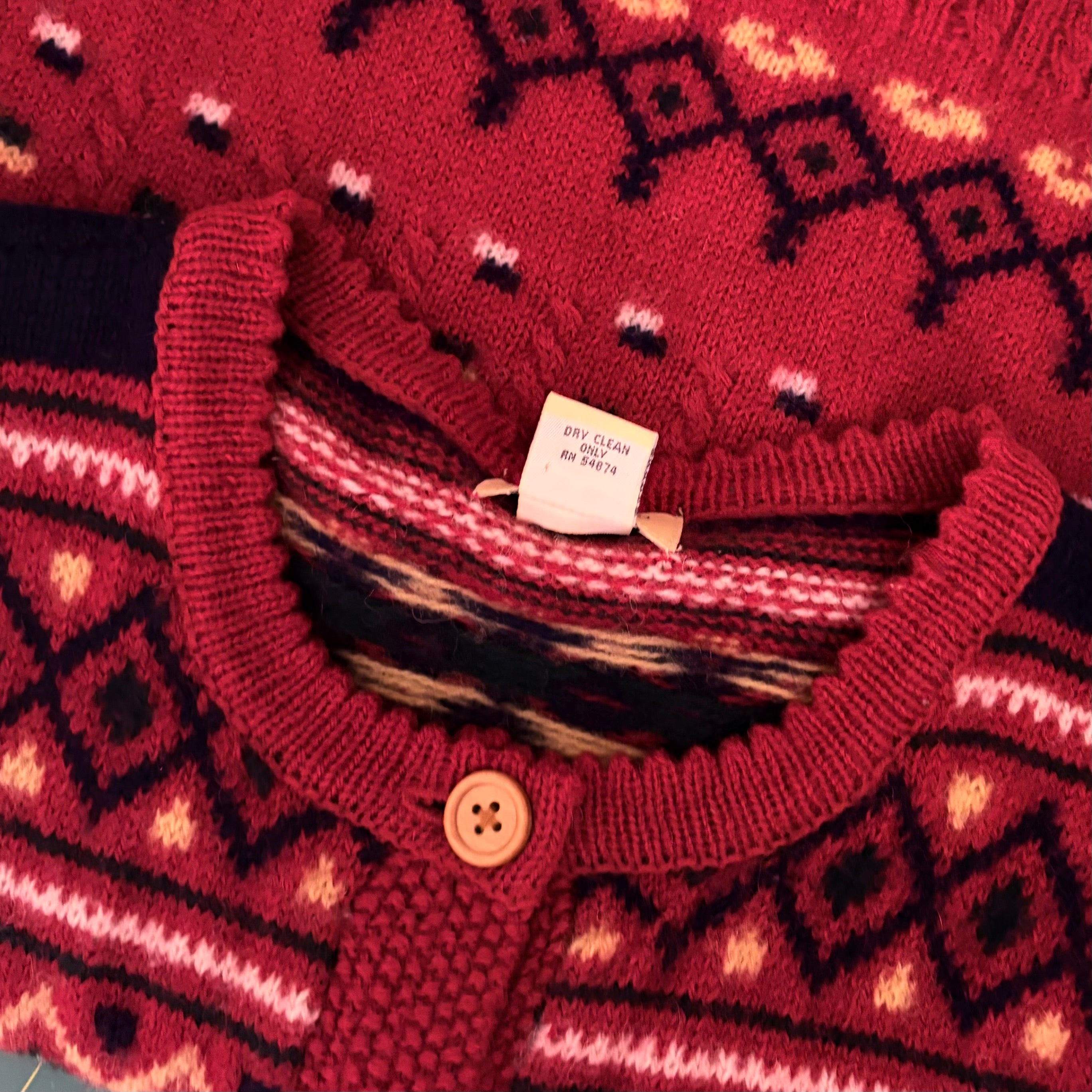 Vintage THE LIMITED America Fair Isle Wool Cardigan Cropped Sweater Knit Large