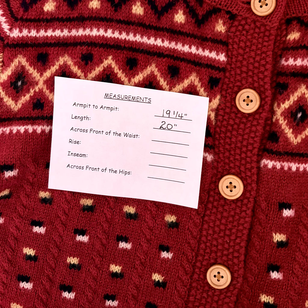 Vintage THE LIMITED America Fair Isle Wool Cardigan Cropped Sweater Knit Large