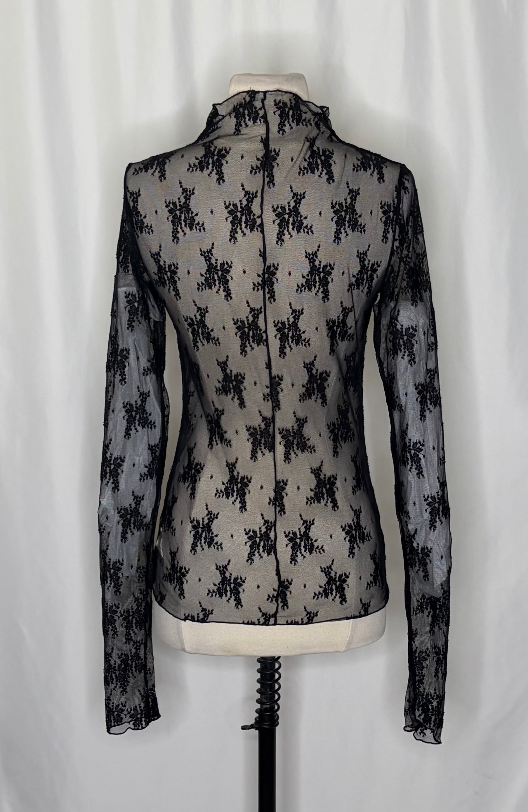 FREE PEOPLE Intimately Lady Lux Layering Top Floral Sheer Mesh Black Large