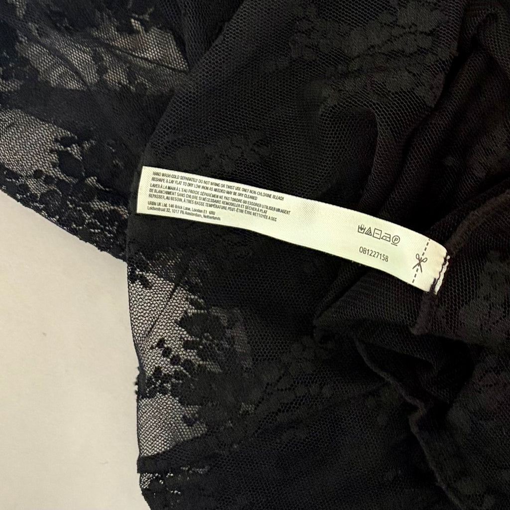 FREE PEOPLE Intimately Lady Lux Layering Top Floral Sheer Mesh Black Large