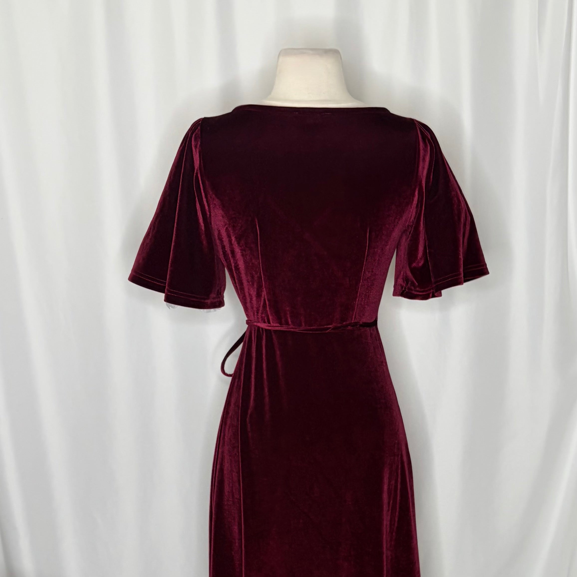 BALTIC BORN Meghan Velvet Wrap Maxi Dress Mulberry Purple Red Tie Waist X-Small