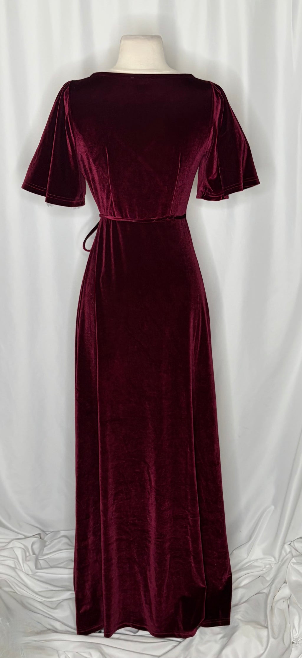 BALTIC BORN Meghan Velvet Wrap Maxi Dress Mulberry Purple Red Tie Waist X-Small