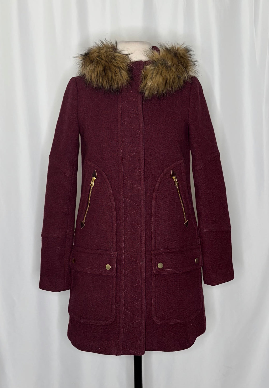 J.Crew J. CREW Chateau Parka Italian Wool Stadium Cloth Nello Gori Size 00
