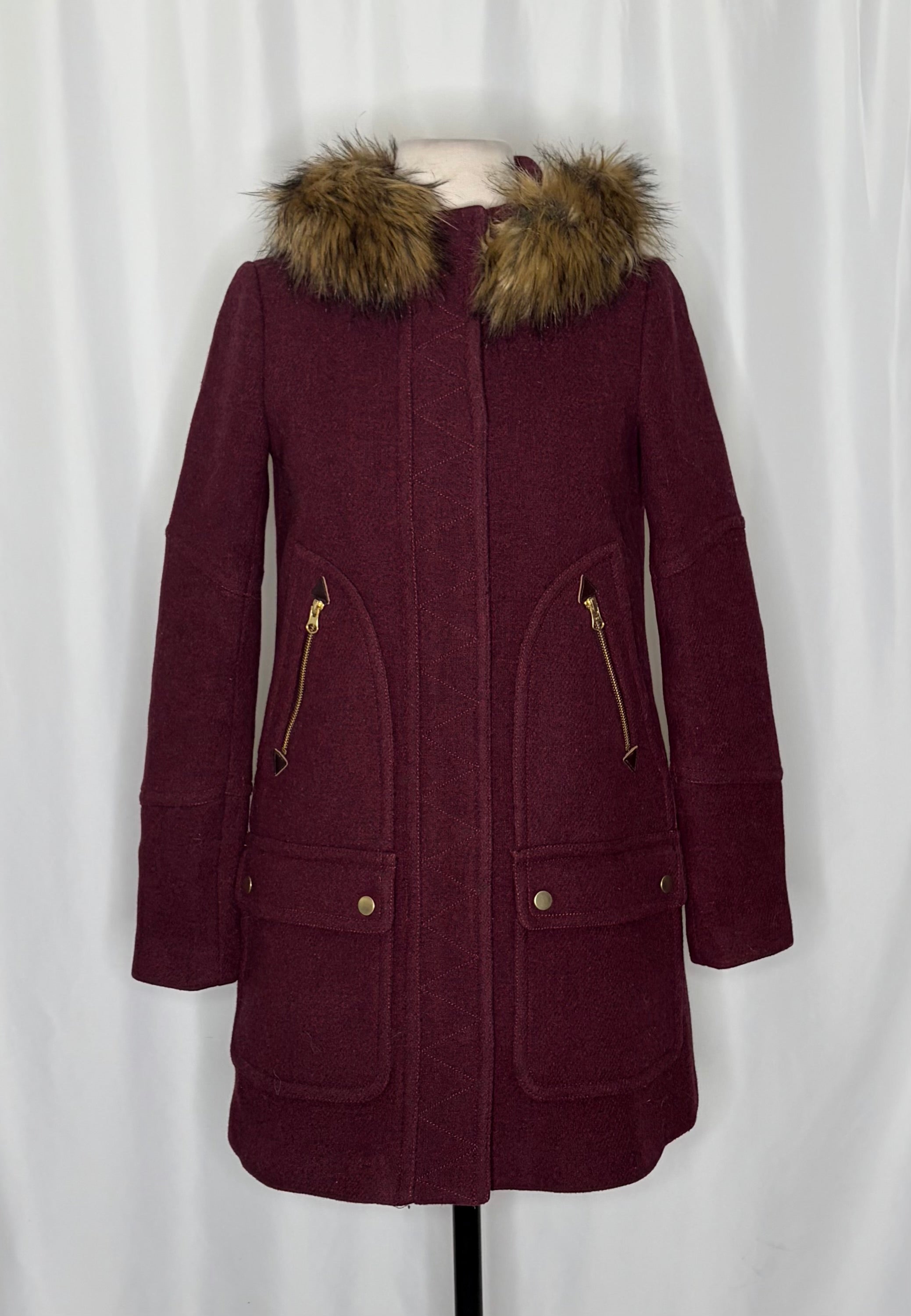 J.Crew J. CREW Chateau Parka Italian Wool Stadium Cloth Nello Gori Size 00