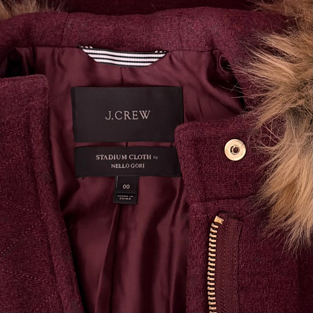 J.Crew J. CREW Chateau Parka Italian Wool Stadium Cloth Nello Gori Size 00